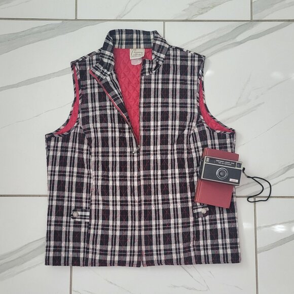 Vintage Company Collection Zip Cottage Core Logger Plaid zip up vest - Picture 1 of 5